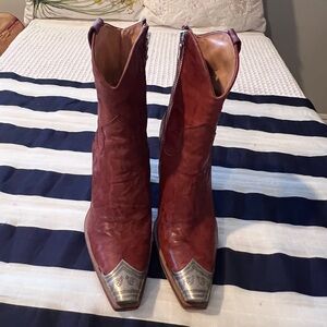 Women's Red Leather Western Boots